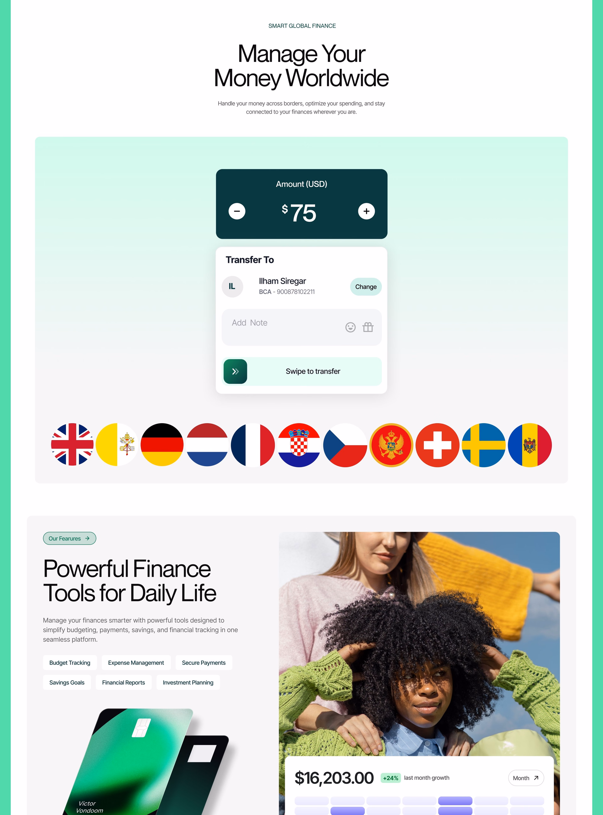 Finku FinTech Landing Page — X UI design by Abdul Saboor (Slide 2)