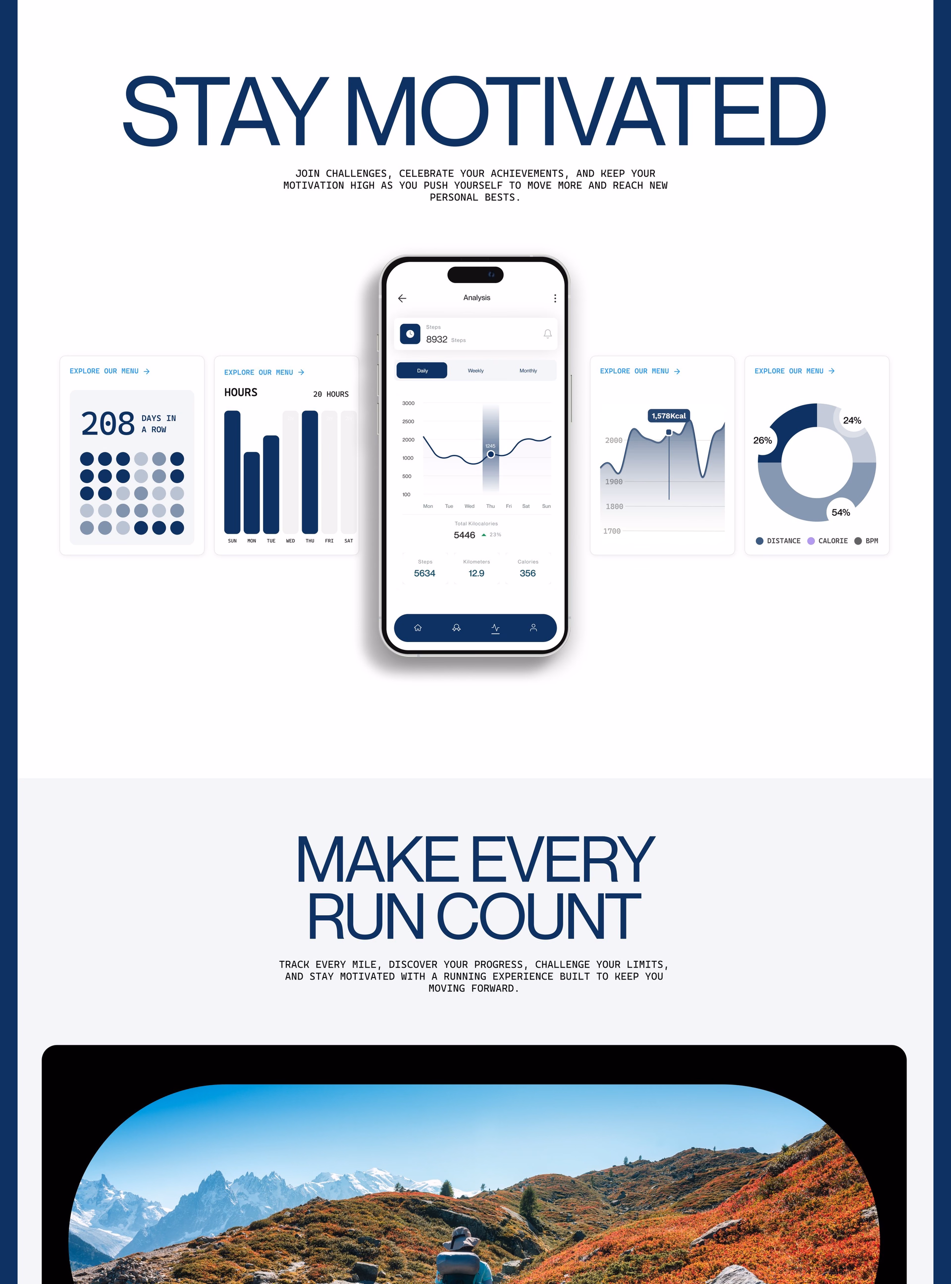 Stride Fitness Landing Page — X UI design by Abdul Saboor (Slide 2)