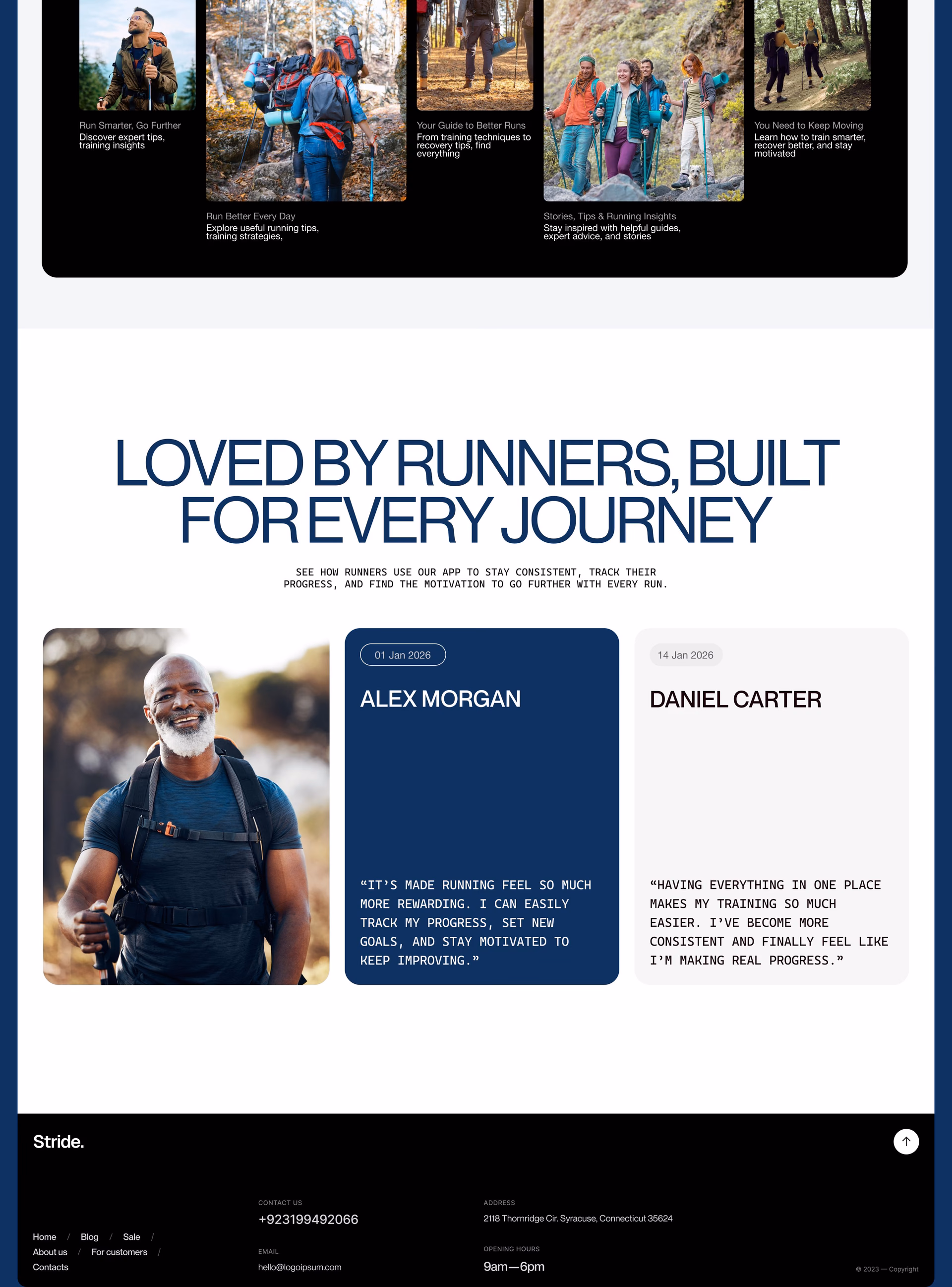 Stride Fitness Landing Page — X UI design by Abdul Saboor (Slide 4)