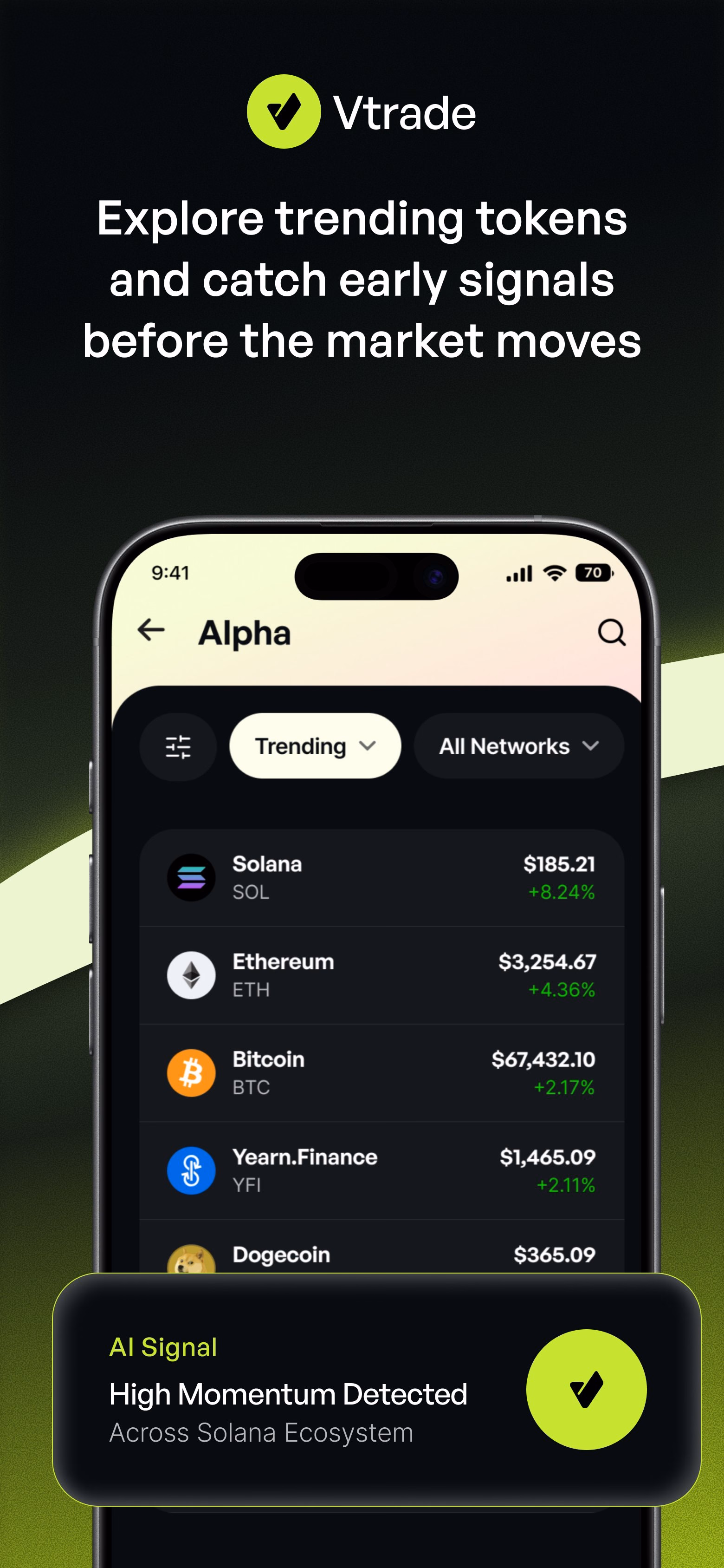 Vtrade AI Crypto Trading Mobile App Interface — X UI design by Vicko | Product Designer (UI/UX) (Slide 2)