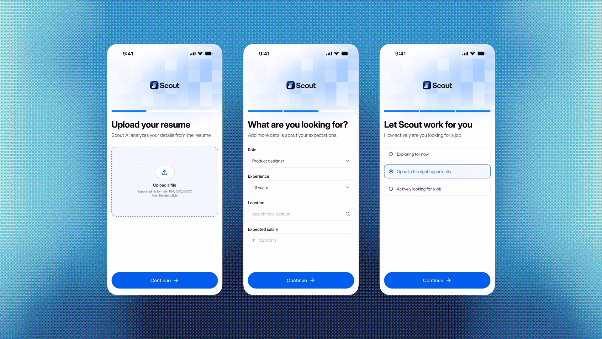 Scout App Onboarding Screens — X UI design by Venkat (Slide 2)