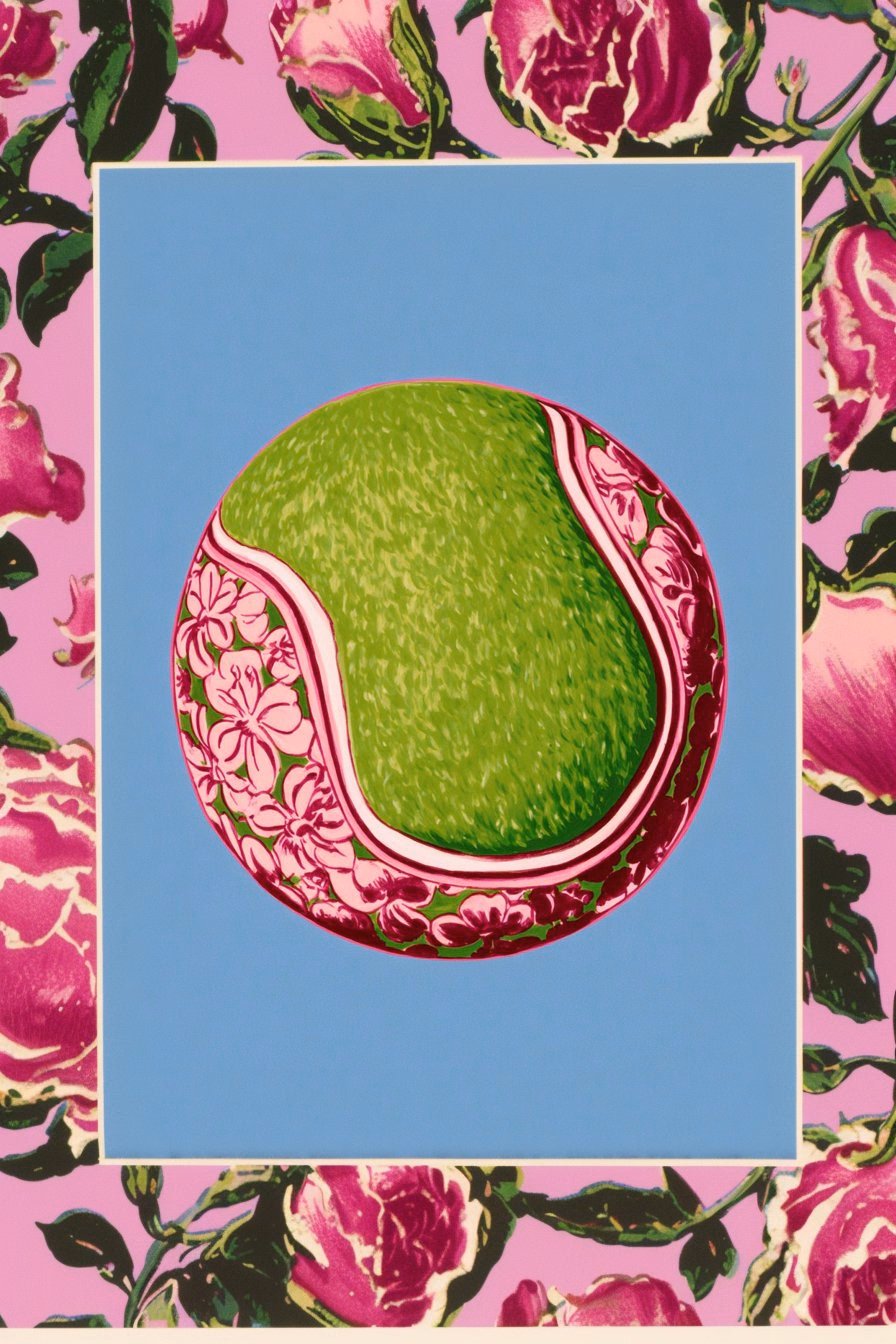 Pink Tennis Court Illustration — X UI design by Gizem Akdag (Slide 4)