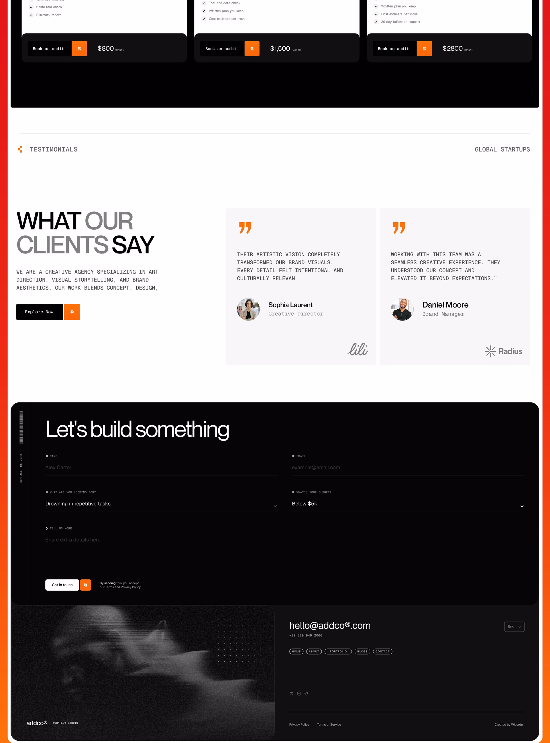 Addco Creative Agency Landing Page — X UI design by Abdul Saboor (Slide 4)