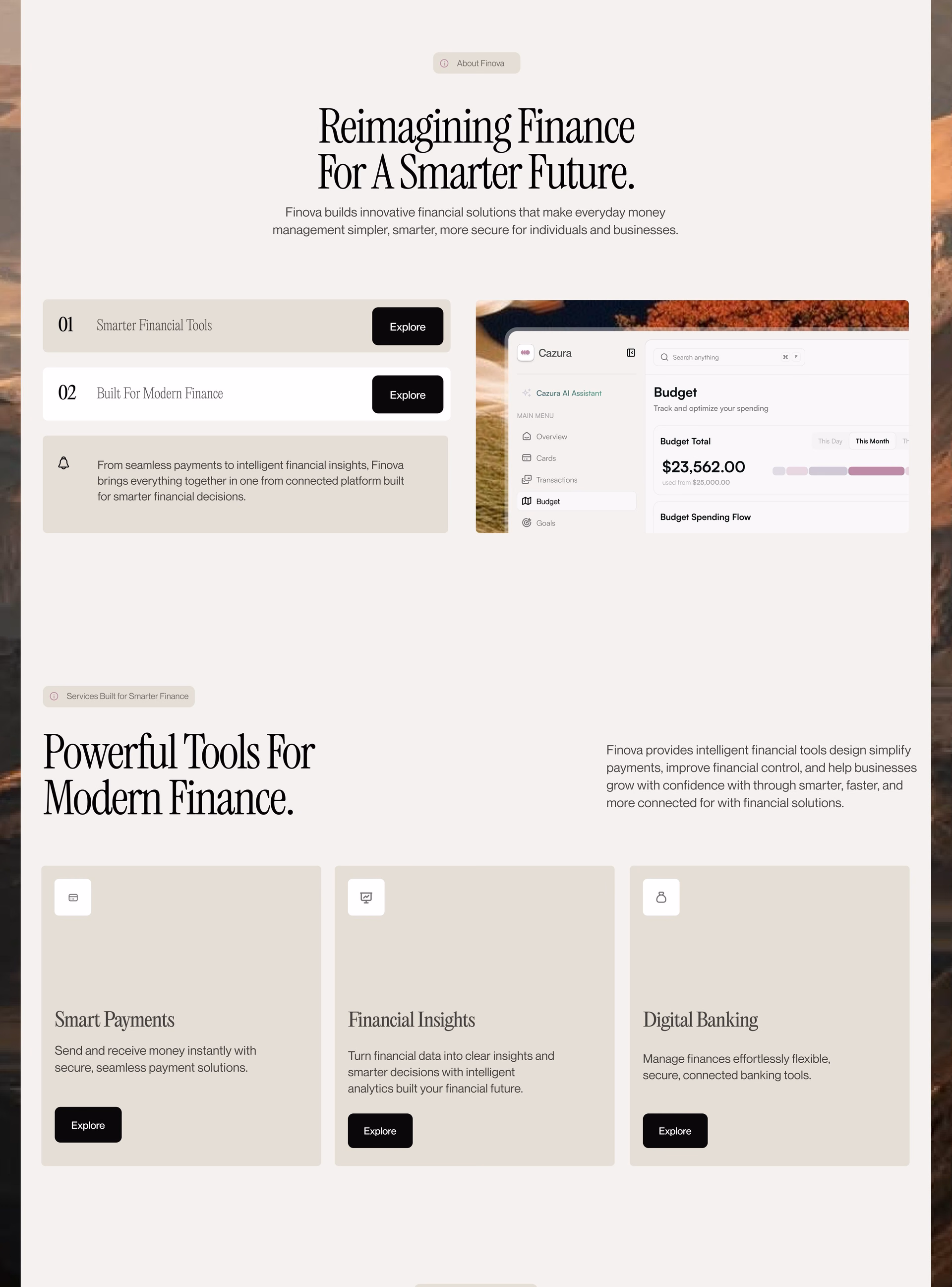 Finova AI Finance Platform Landing Page — X UI design by Abdul Saboor (Slide 2)