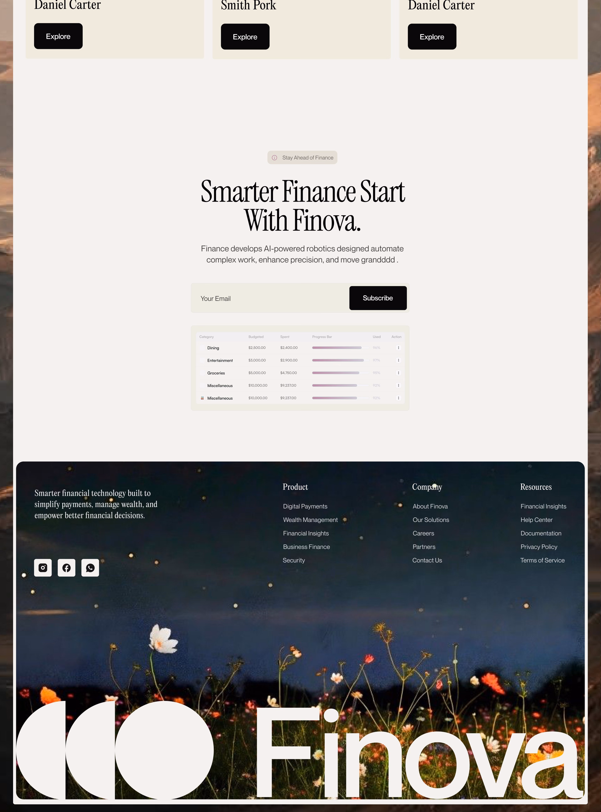 Finova AI Finance Platform Landing Page — X UI design by Abdul Saboor (Slide 4)