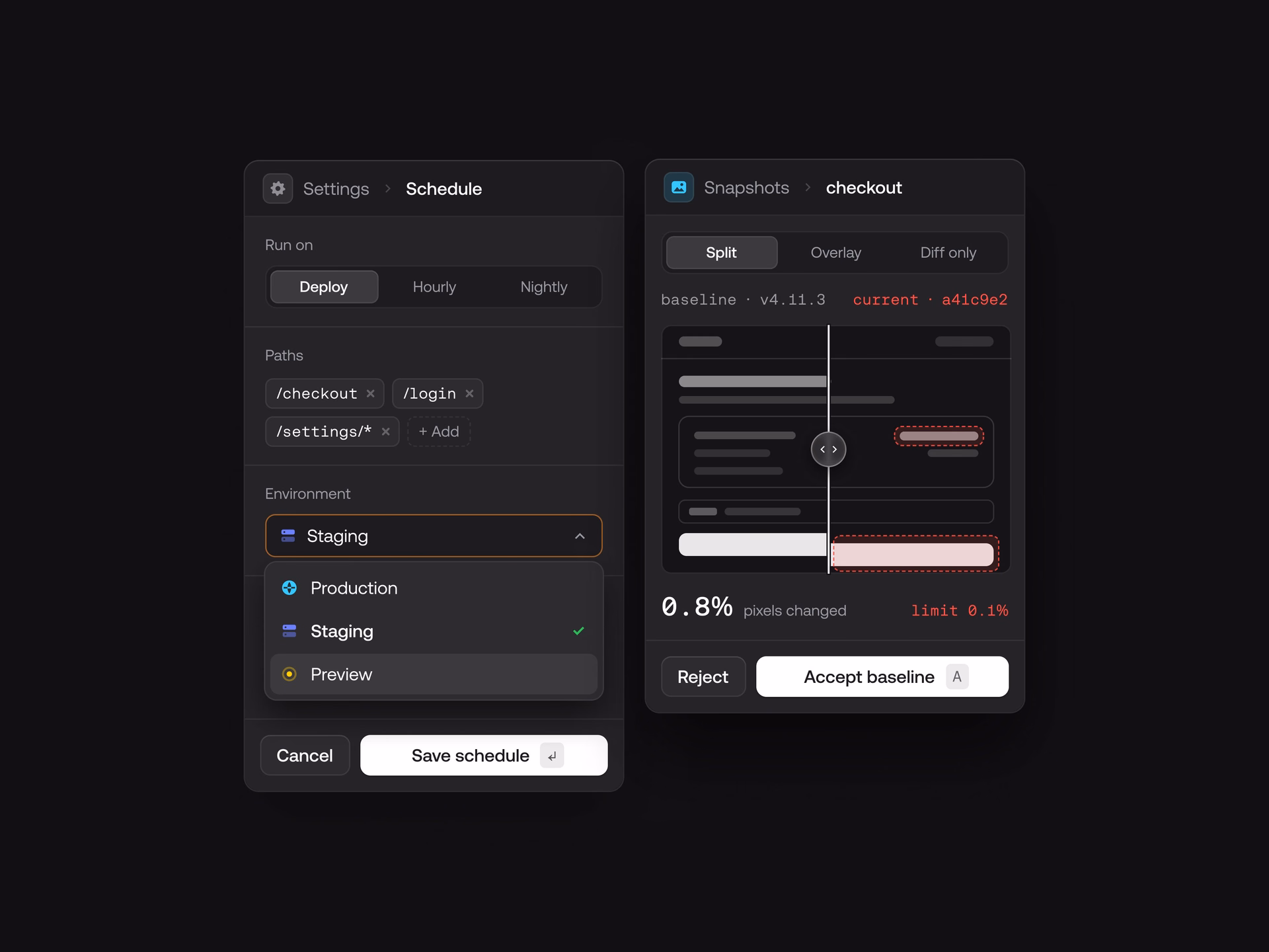 AI Agent Test Run & Code Diff Interface — X UI design by Yuri Gokoryan (Slide 4)
