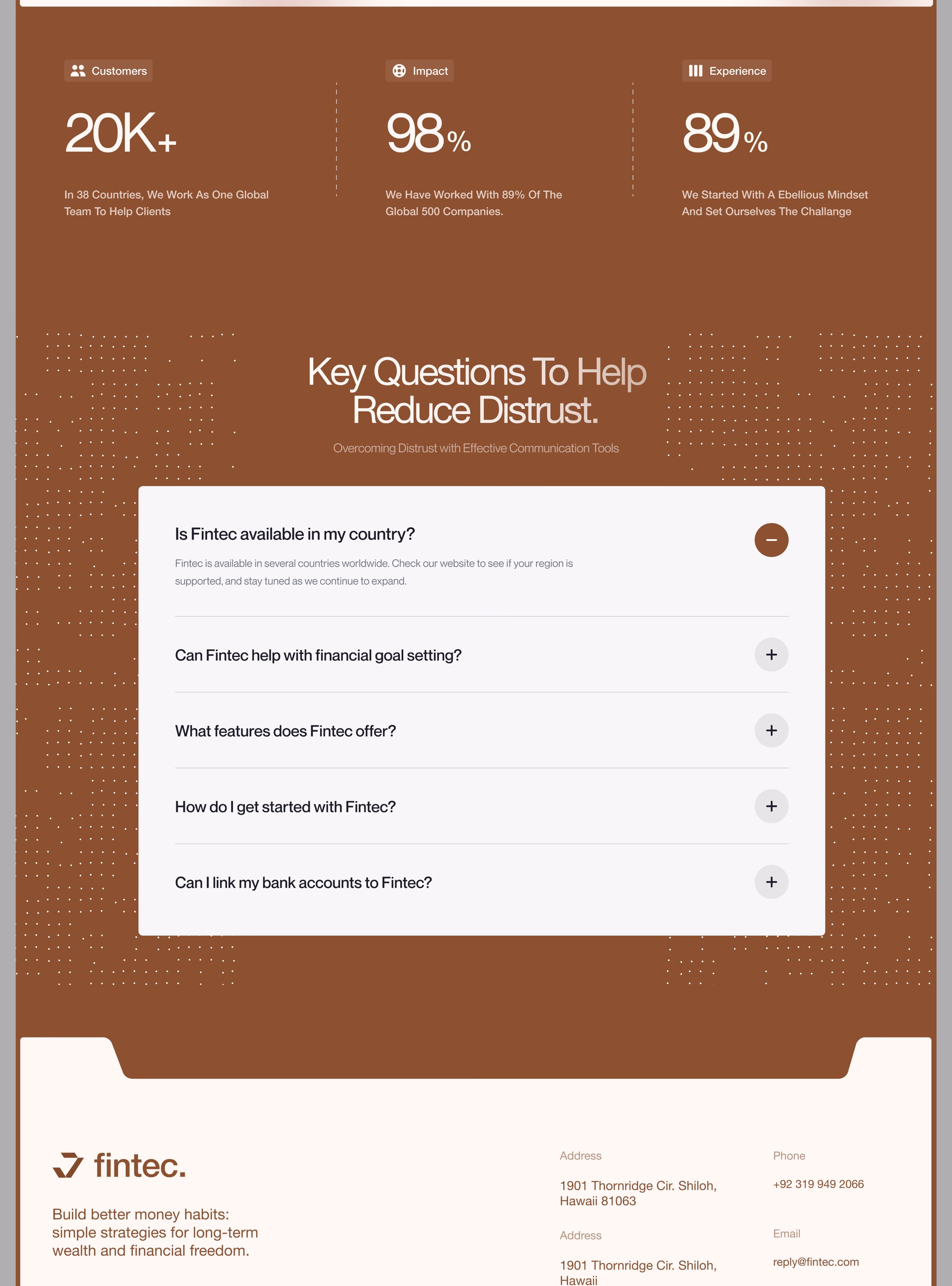 Fintec Financial Platform Homepage — X UI design by Abdul Saboor (Slide 3)