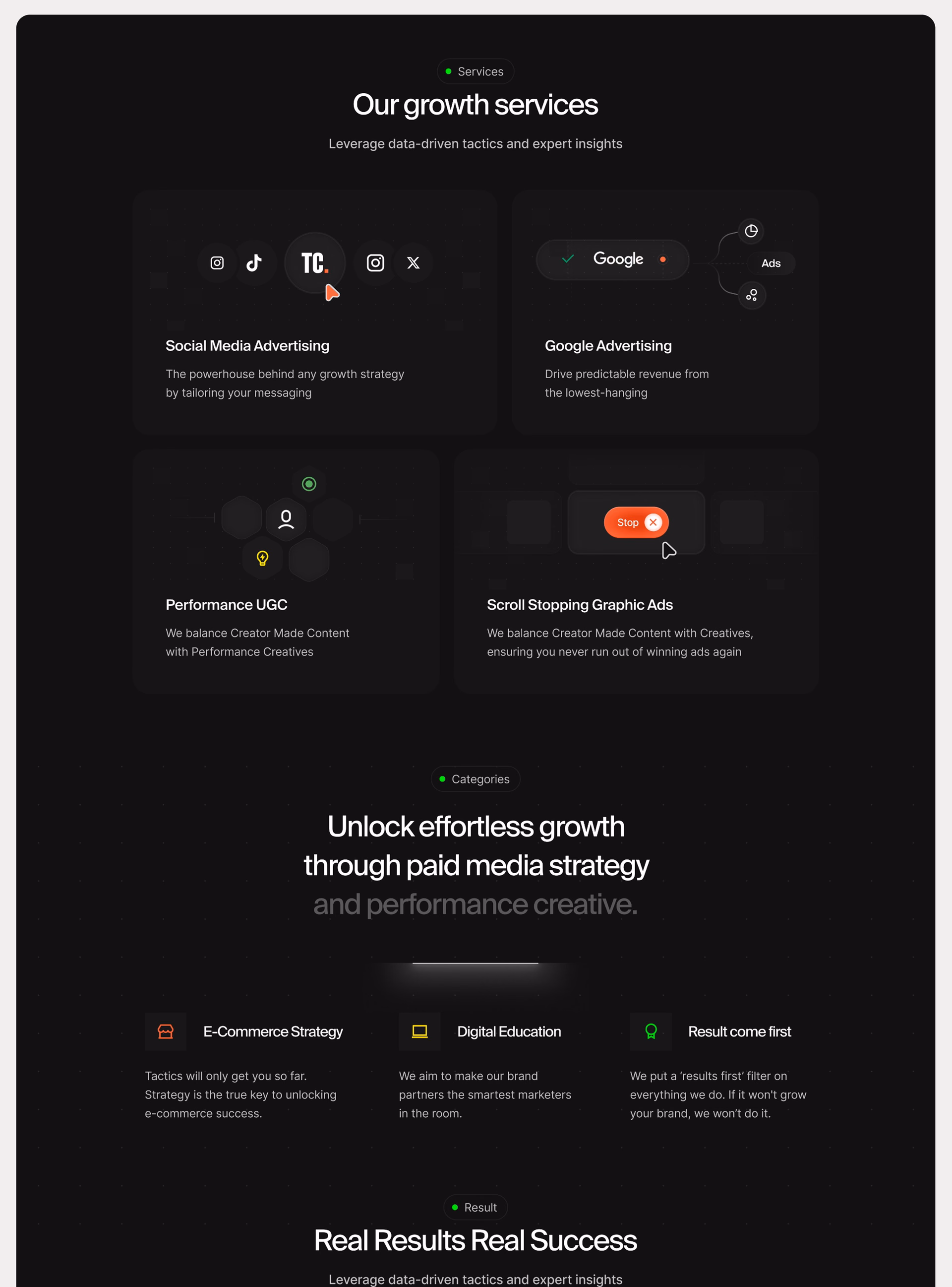 Two Comma Growth Marketing Agency Landing Page — X UI design by Yasir Ahmad Noori (Slide 3)