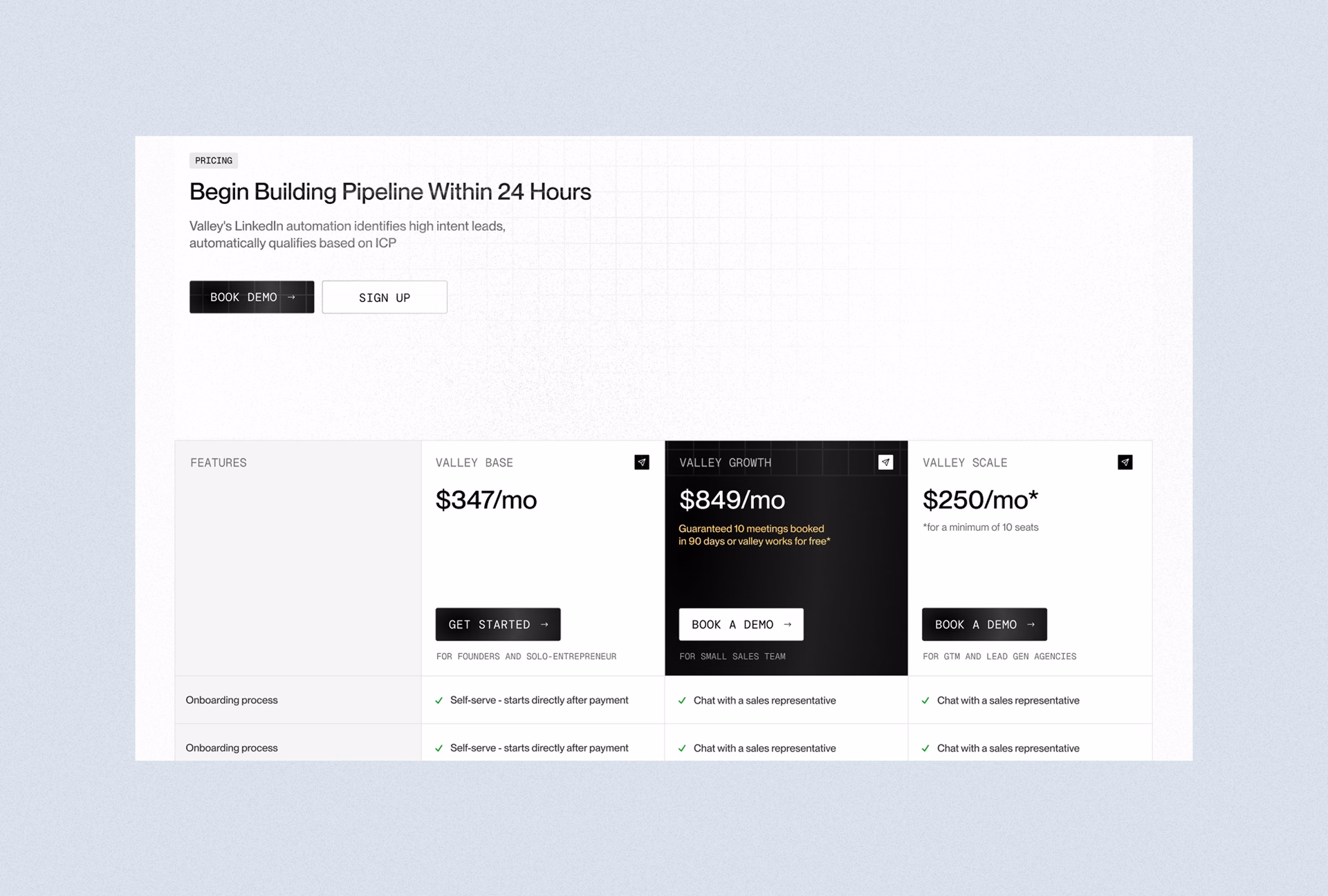 Valley B2B SaaS Website Navigation and Footer — X UI design by Prachi Sethi (Slide 3)