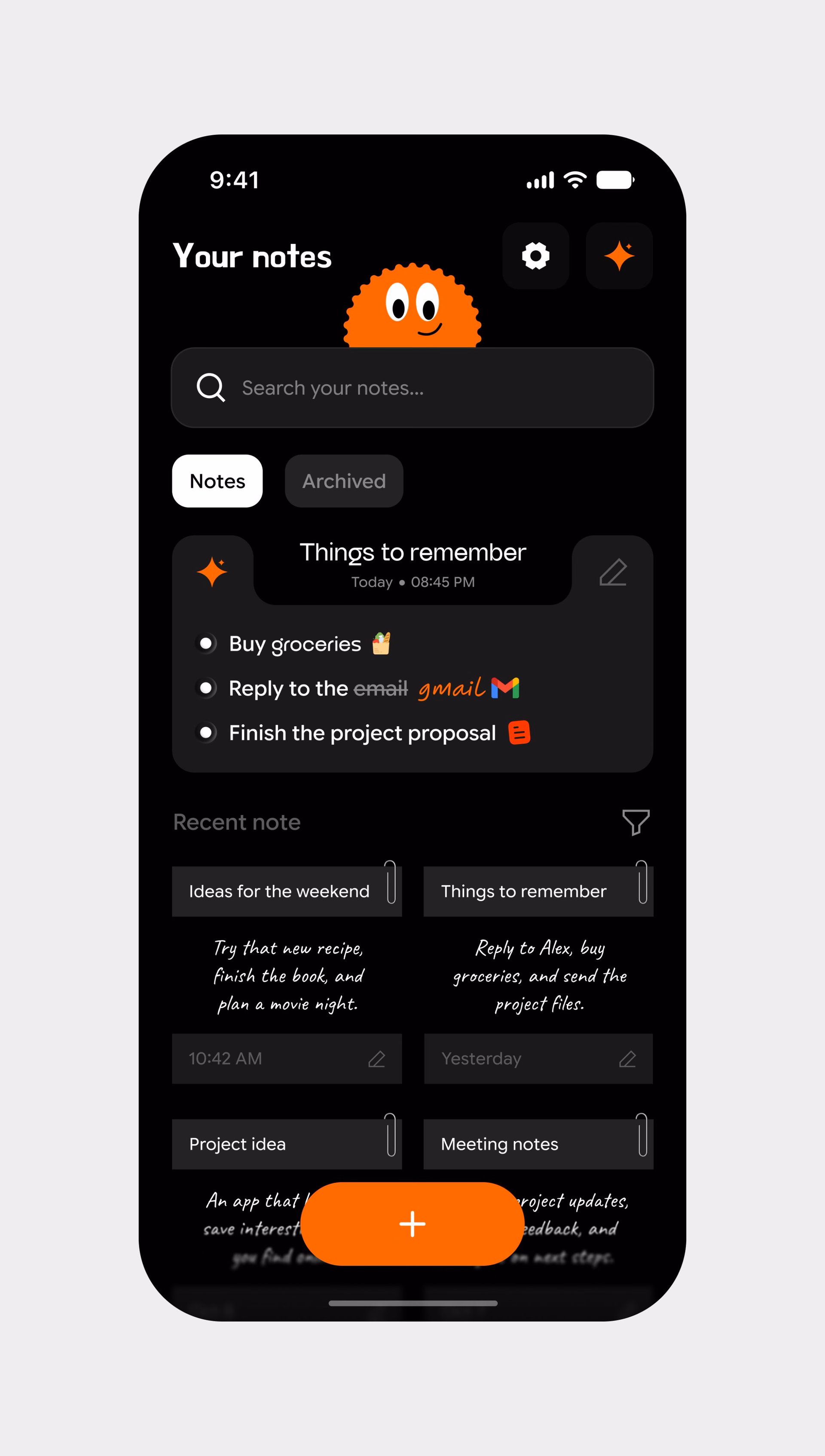 Playful AI Note-Taking Mobile App Interface — X UI design by Dottaa (Slide 3)