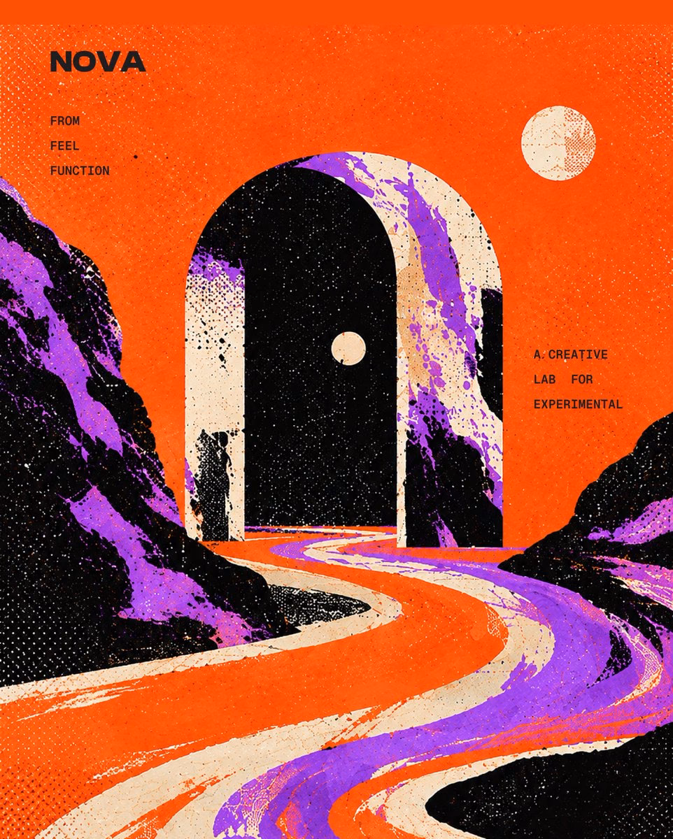 Swiss-Style Editorial Poster with Textured Landscape — X UI design by Oriku (Slide 2)