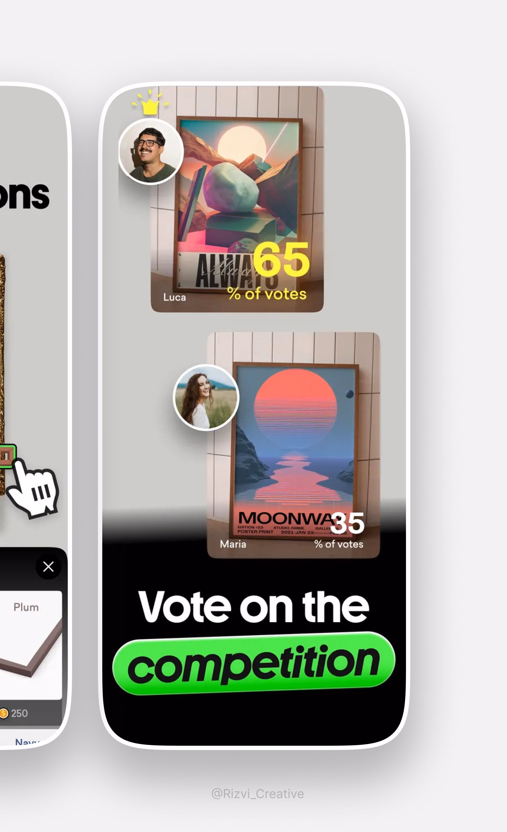 AI Art Game App Store Onboarding Mobile UI — X UI design by Rizvi (Slide 3)