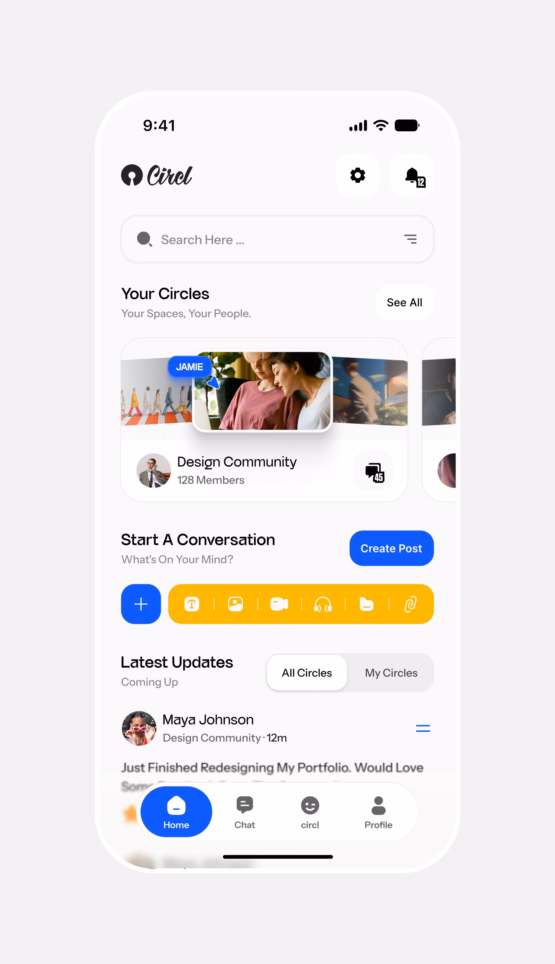 Cirl Social App Authentication and Feed Screens — X UI design by Dottaa (Slide 2)