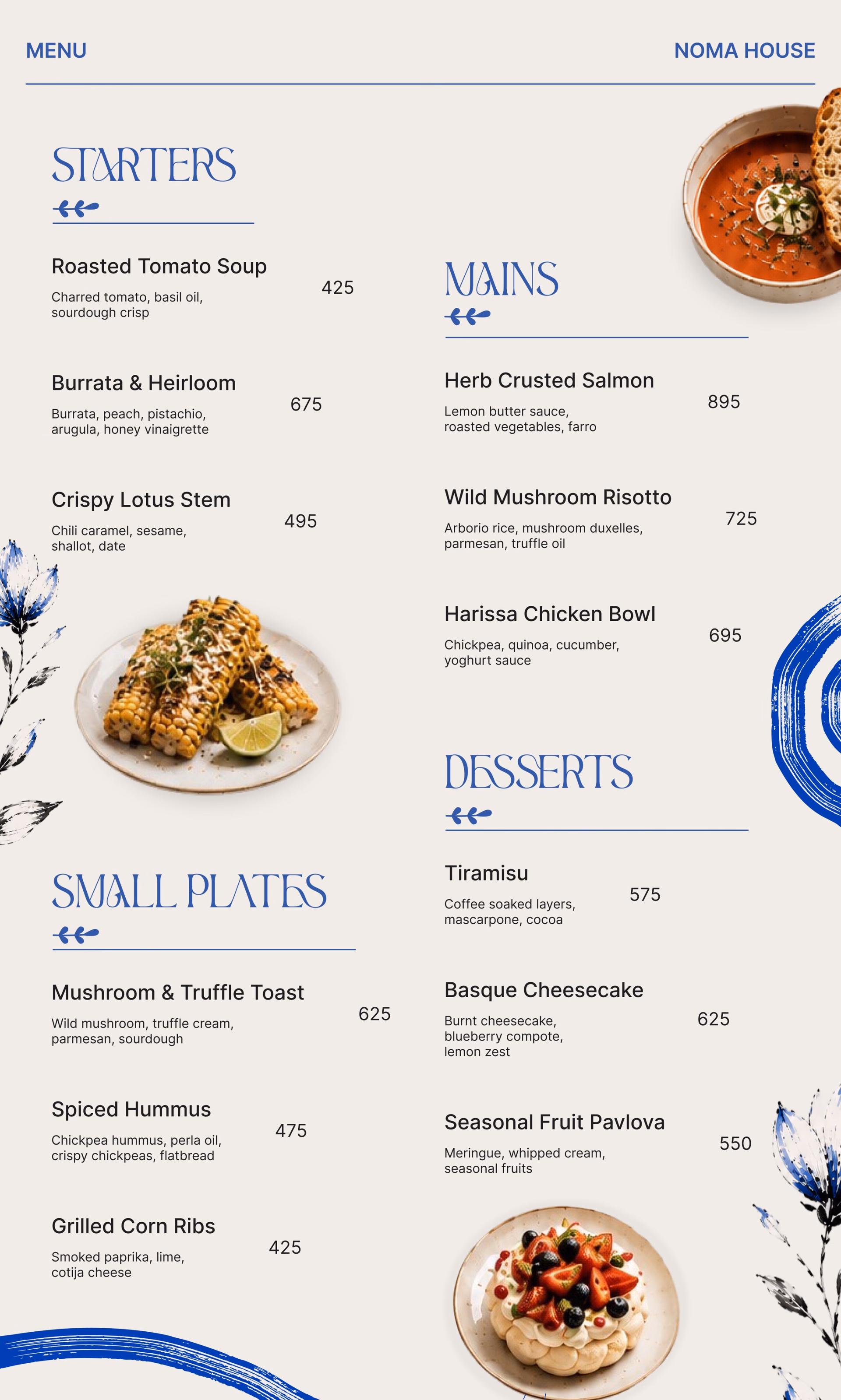 Noma House Restaurant Menu Cover Design — X UI design by Oriku (Slide 2)