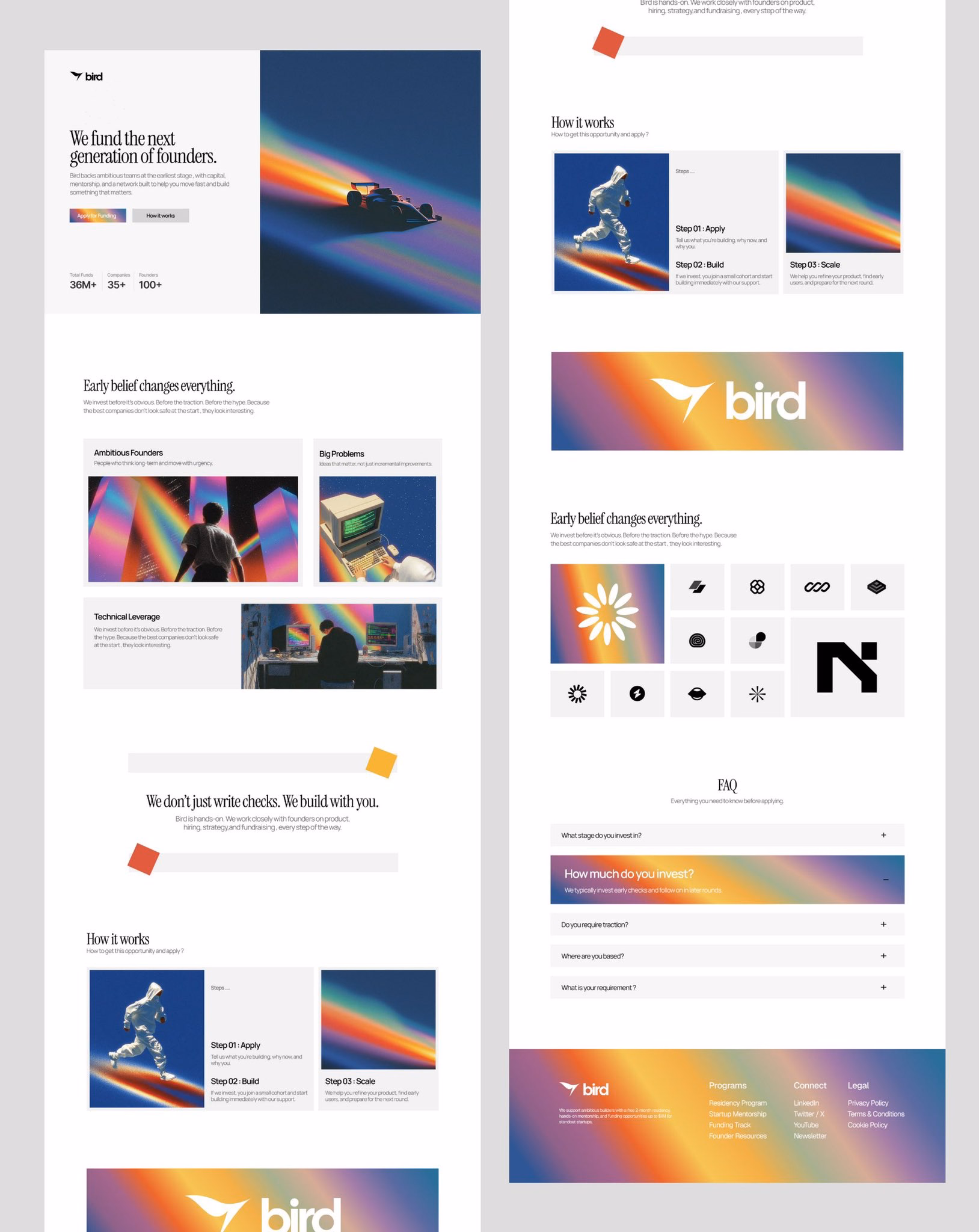 Bird Venture Capital Company Landing Page Design — X UI design by Naty (Slide 1)