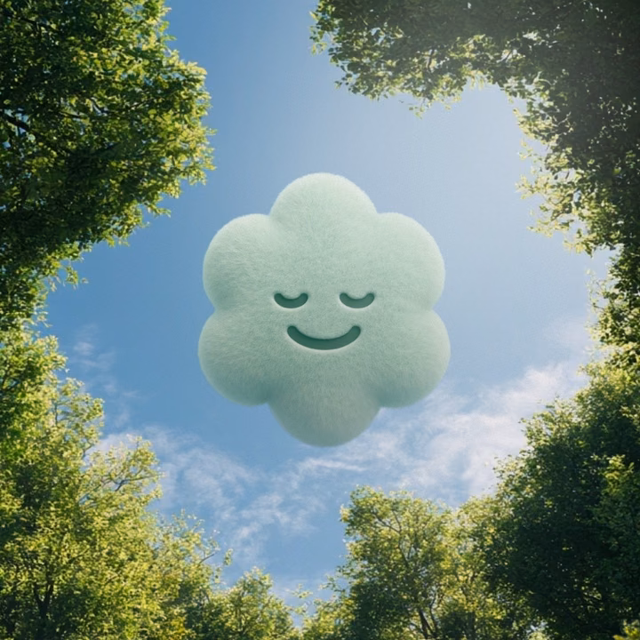 Calm 3D Cloud Character Illustration — UI design by morrre_dsgn