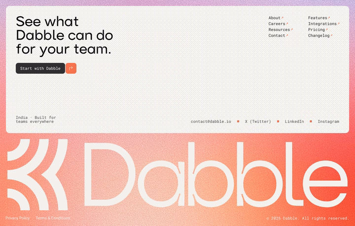 Footer design — UI design by Kartik Bansal
