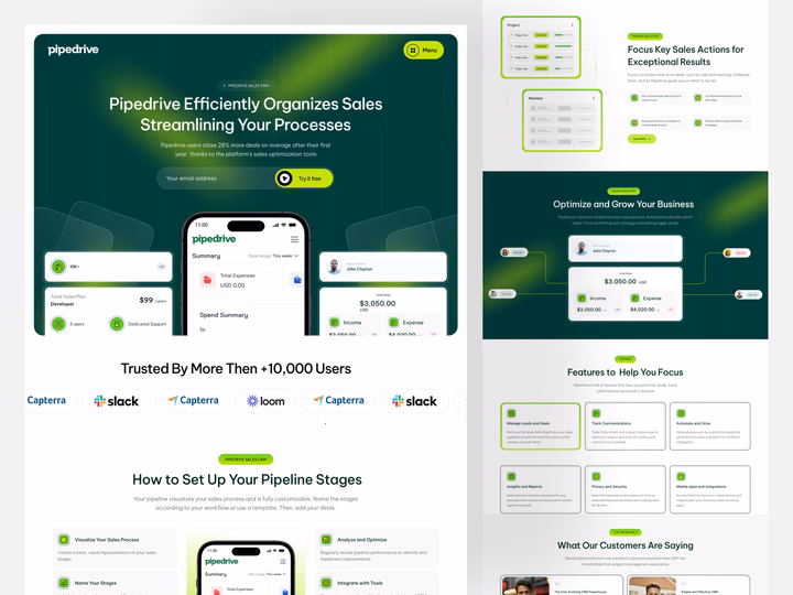 Sales Management SaaS Landing Page UI design inspiration