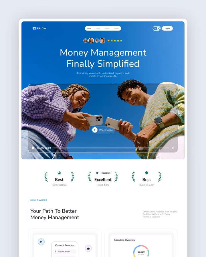FiFlow — Personal Finance Landing Page — UI design by Sahil Dobariya
