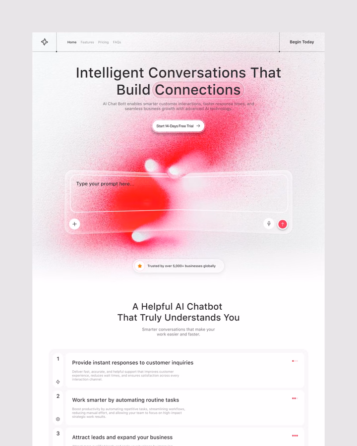 Conversational AI platform concept UI design inspiration