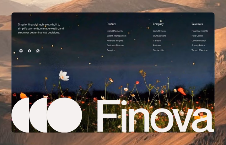 Finova - Atmospheric Fintech Website Footer — UI design by Abdul Saboor