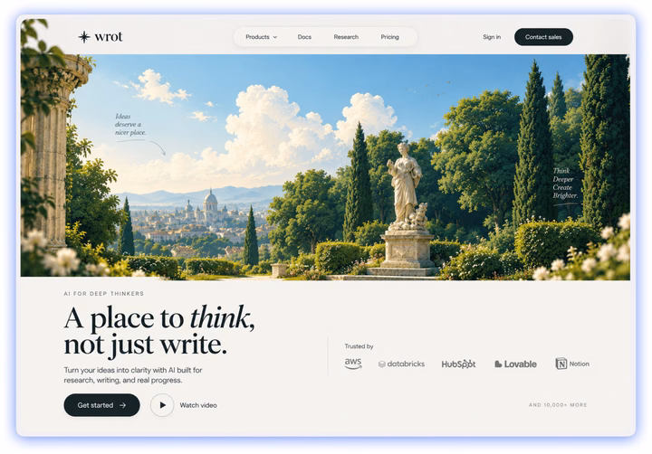 Wrot AI Landing Page — UI design by Sameer