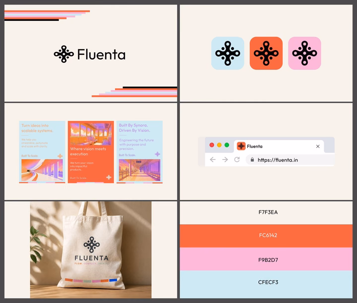 Fluenta Brand Identity Showcase — UI design by Tushar Pandey