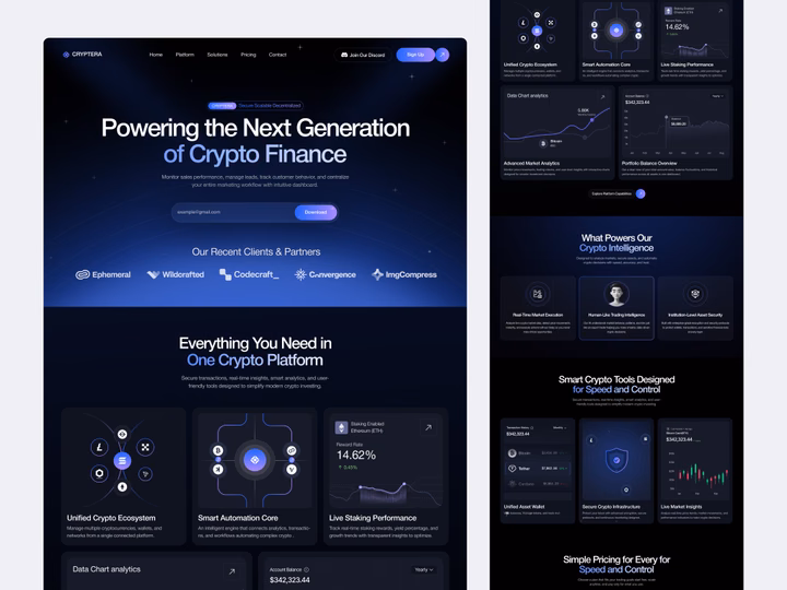 Cryptera Crypto Finance SaaS Landing Page — UI design by Sujon Hossain