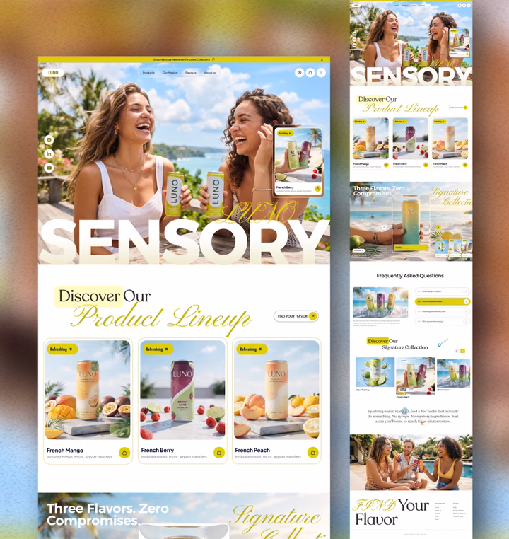 Luno Drink Brand Webpage — UI design by Laiba Web Designer