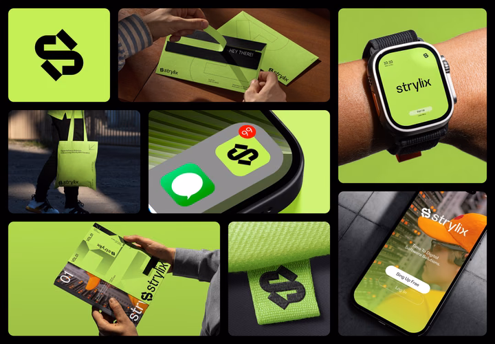 Strylix Brand Identity & Application Showcase — UI design by Tanvir Onik (Logo & Brand Analyst)
