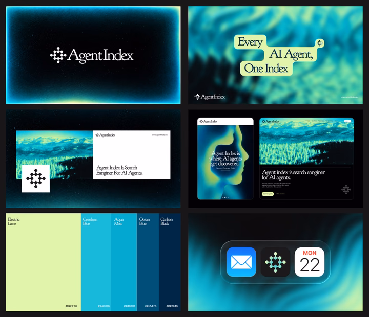 AgentIndex Brand Identity & Web Showcase — UI design by Yahyavision — Logo & Brand Designer