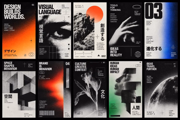 Brutalist Graphic Design Posters — UI design by Alex Socoloff
