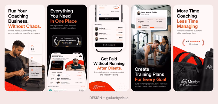 Movion - Coaching Business Management App Design — UI design by Vicko | Product Designer (UI/UX)