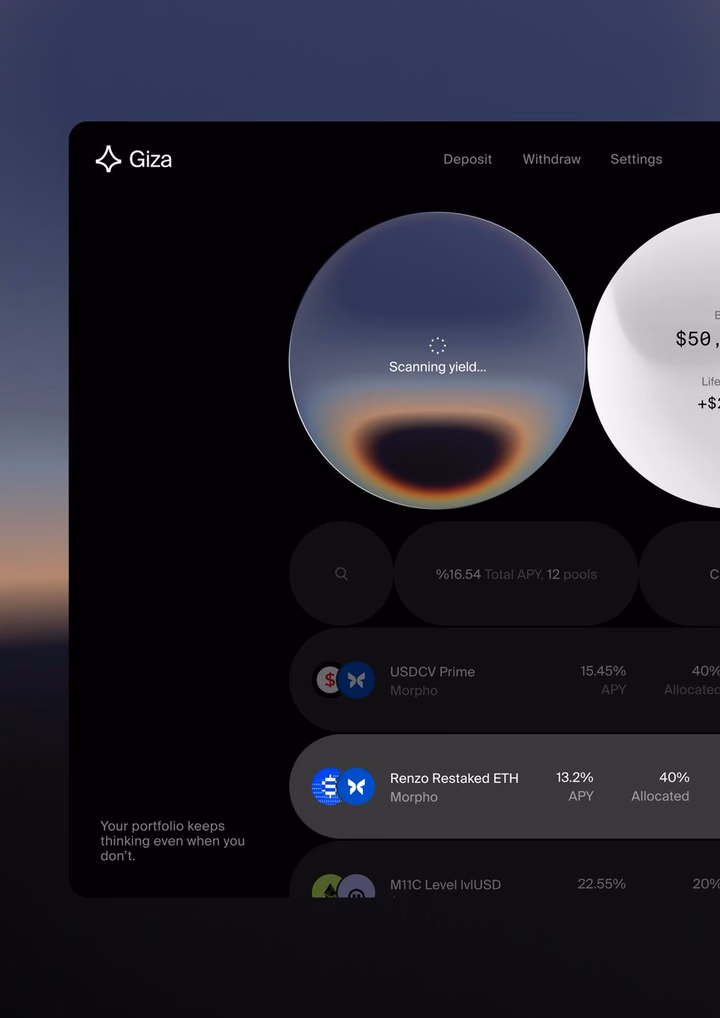 Giza Yield Scanning Interface — UI design by Bakers Studio