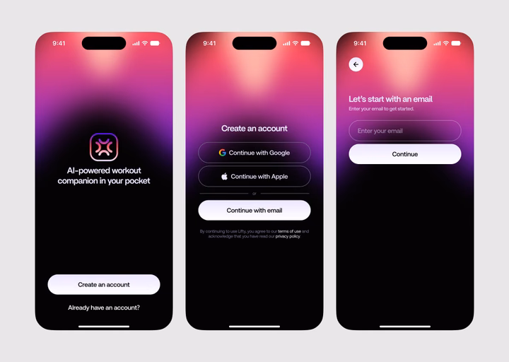 AI Workout App Onboarding Flow — UI design by Isaac