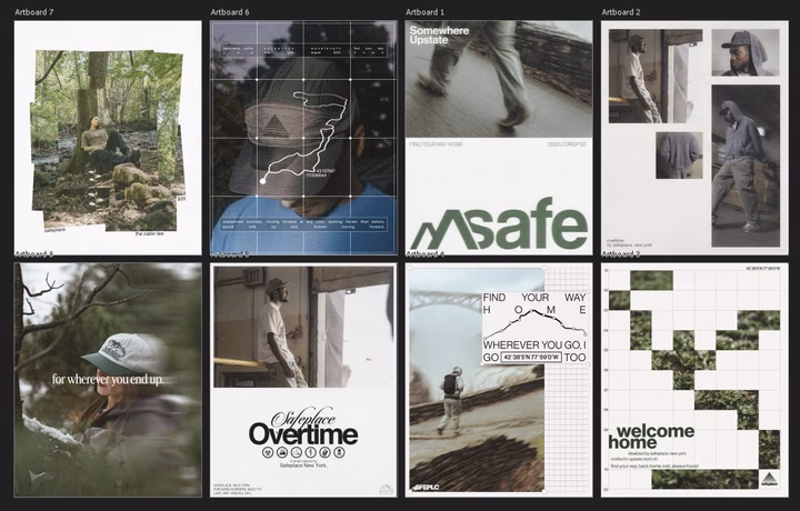 Clothing Brand Posters & Artboards — UI design by Cam