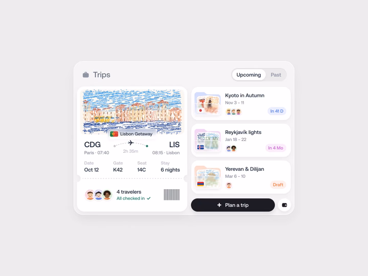 Travel Itinerary Dashboard Interface — UI design by Yuri Gokoryan