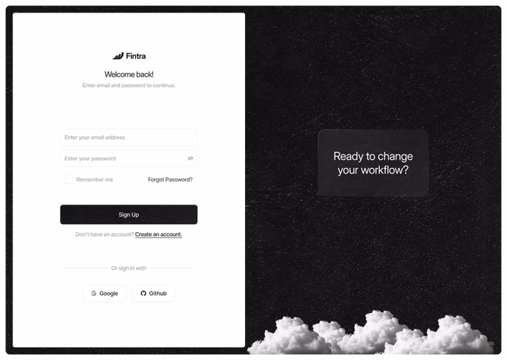 Fintra Sign Up Screen — UI design by Navneet