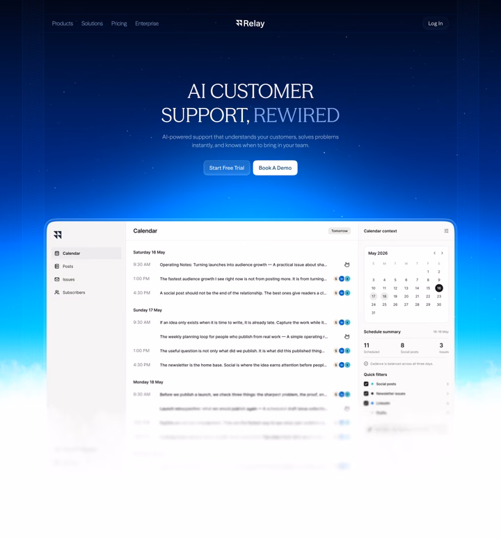 AI Customer Support SaaS Landing Page & Dashboard UI — UI design by Simoom