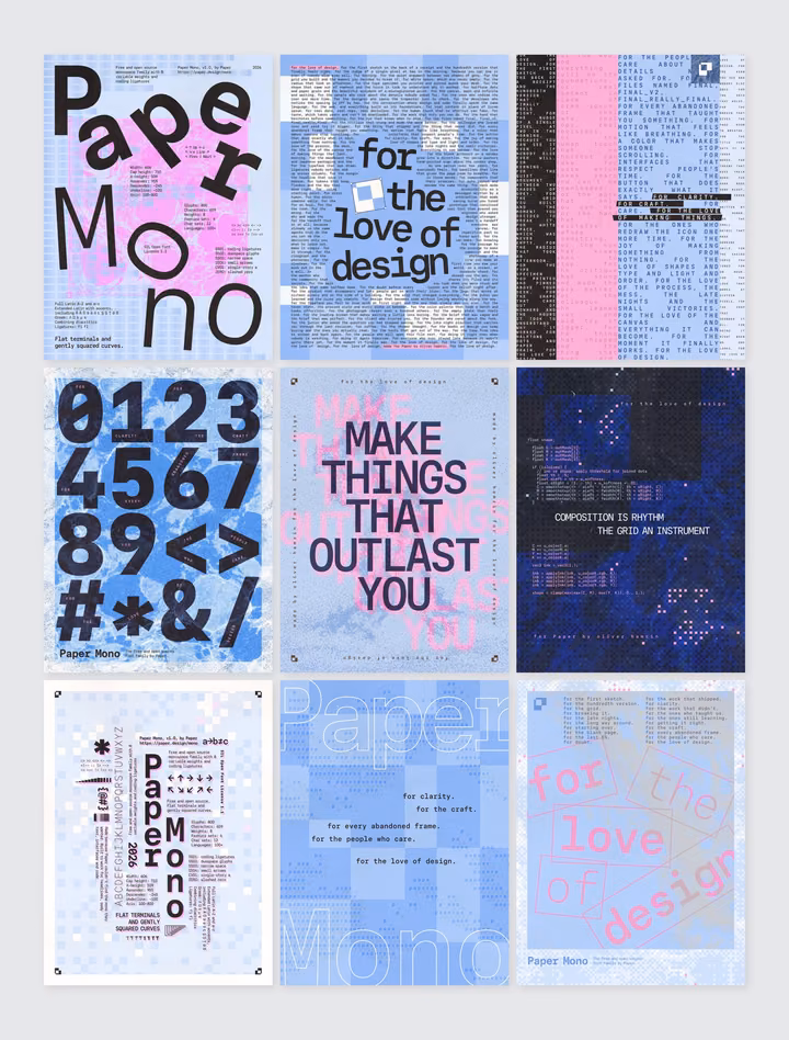 Paper Mono Variable Font Specimen & Design Grid Showcase — UI design by Oliver ೫