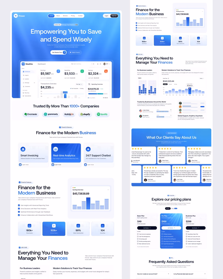 Modern SaaS Financial Landing Page Concept — UI design by Sajibur Rahman Sagor