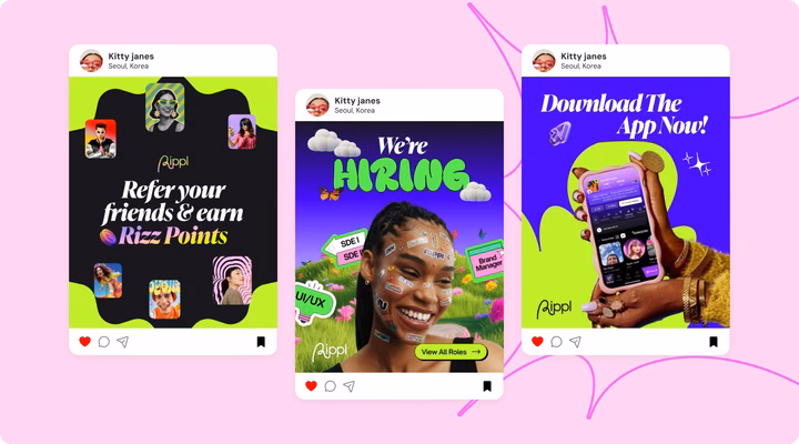 Vibrant Social Media Asset Designs for Rippl — UI design by Sahil