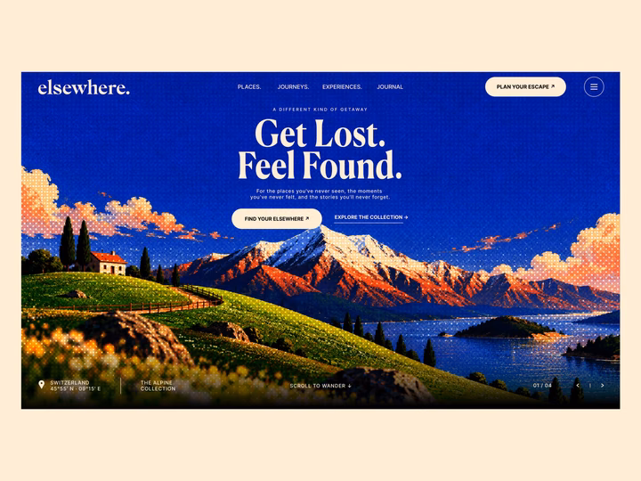 Elsewhere Alpine Travel Landing Page UI — UI design by Lalit