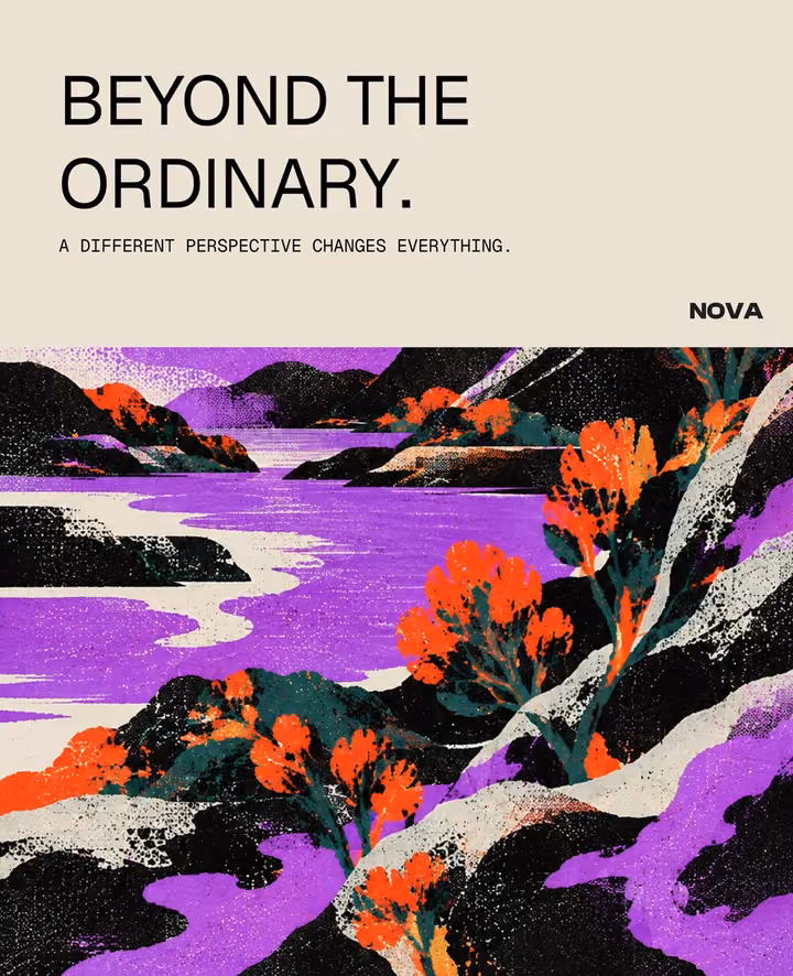 Swiss-Style Editorial Poster with Textured Landscape — UI design by Oriku
