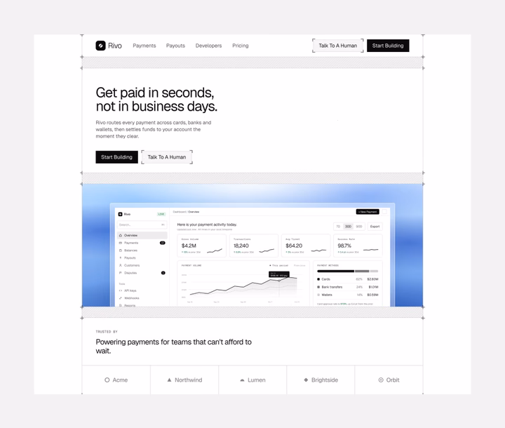 Minimalist Fintech SaaS Landing Page UI — UI design by Kevser