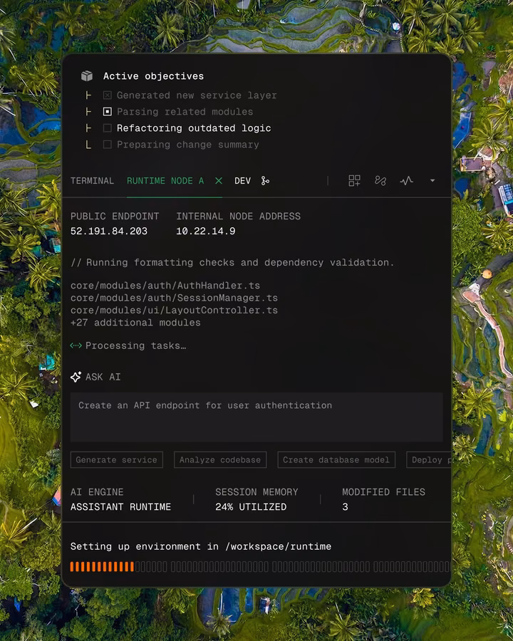 Developer Terminal AI Assistant Interface UI design inspiration