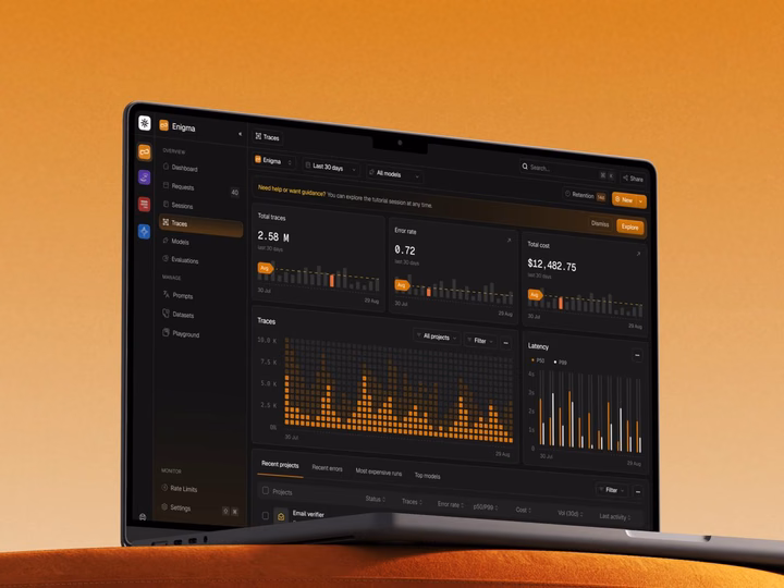Enigma AI Agent Dashboard Traces UI design inspiration