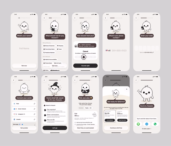 Folk App Onboarding and Paywall Flow UI design inspiration