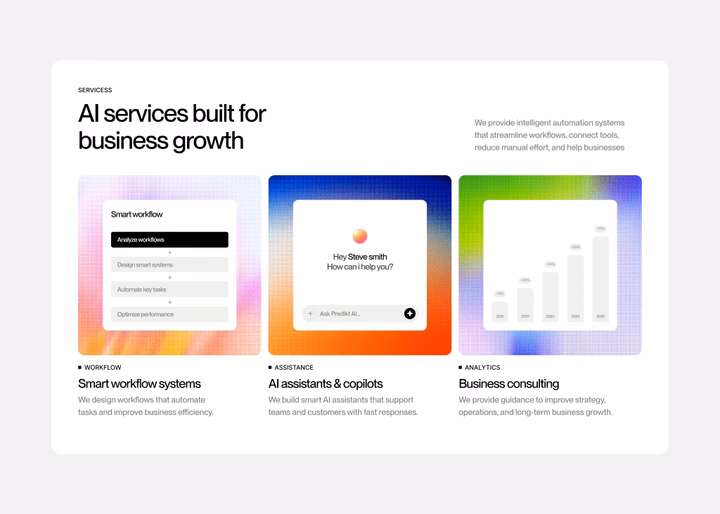 AI Services Landing Page Features Section UI design inspiration