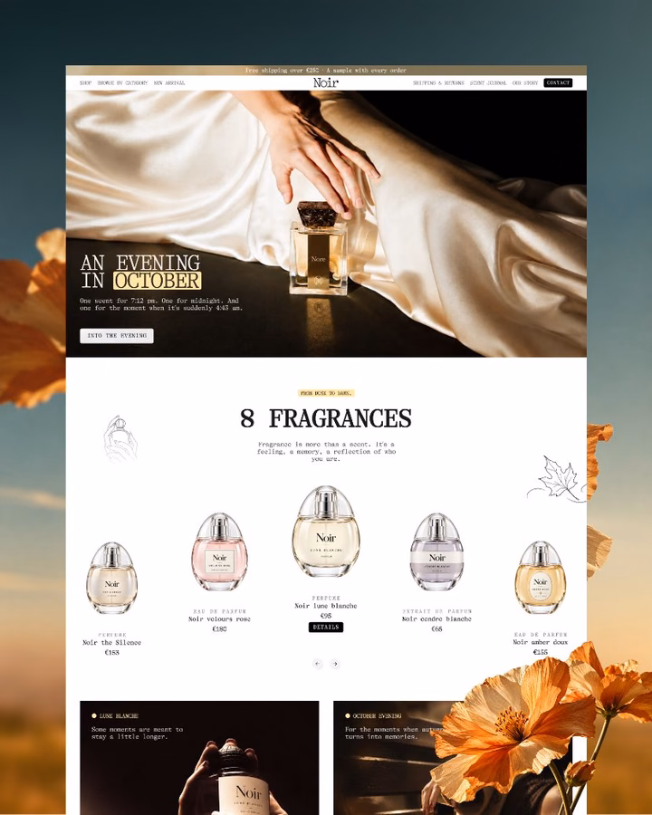 Noir Fragrance E-commerce Landing Page UI design inspiration